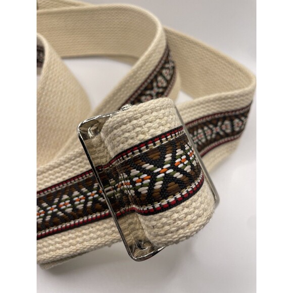Posey Adjustable Web Canvas Belt Retro Southwestern Beige Brown Black Mens 42" - Picture 1 of 5